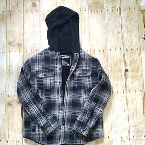 M Urban Pipeline Gray Black Flannel hooded sherpa